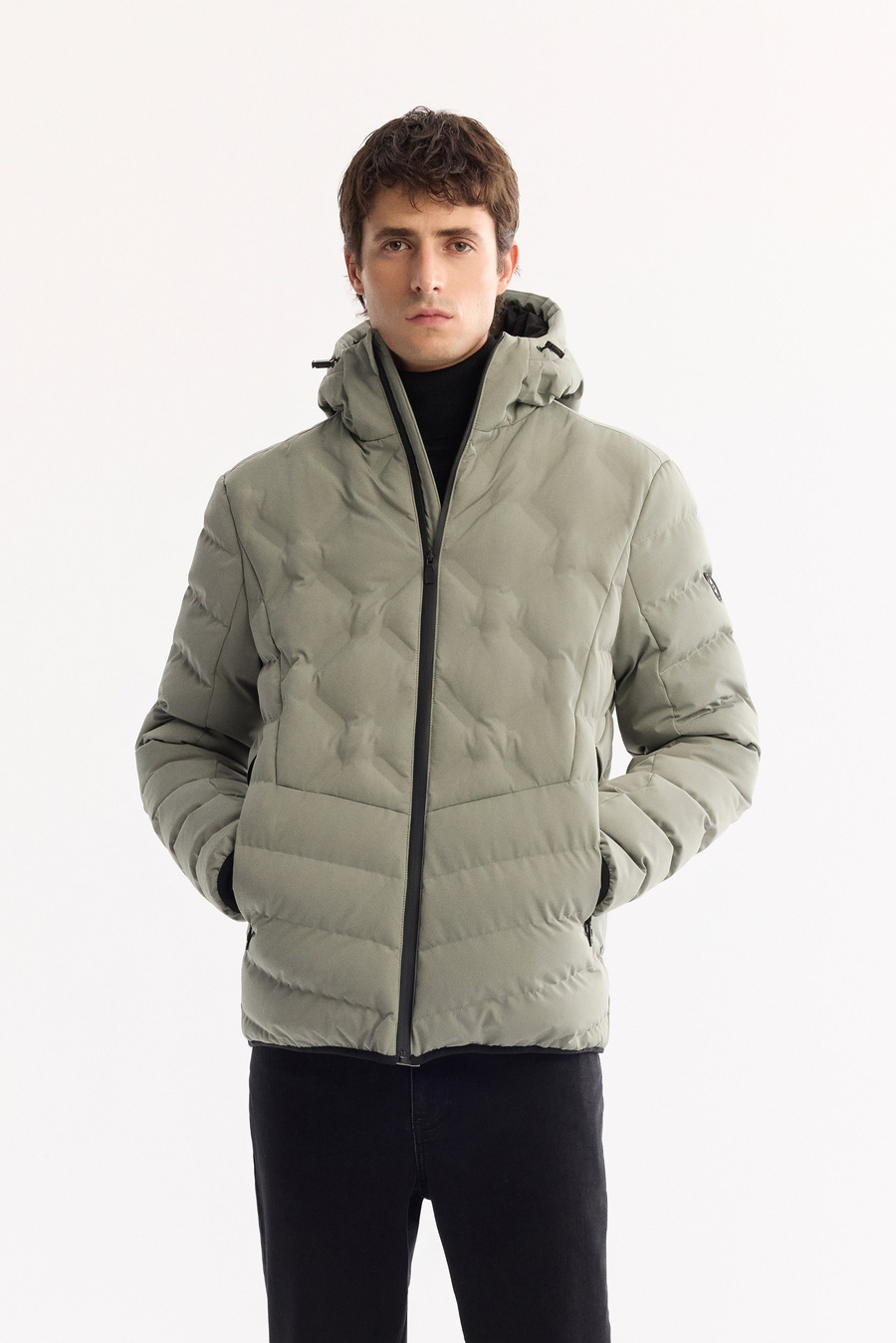 Nile Green Hooded Water Repellent Windproof Puffer Jacket Resistant to -5°C