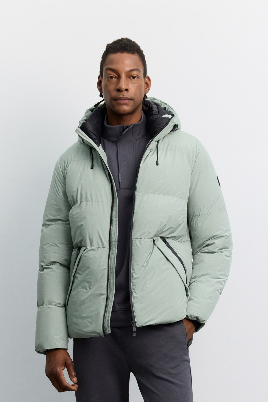 Nile Green Hooded Water-Repellent Windproof Puffer Jacket Resistant to -5°C