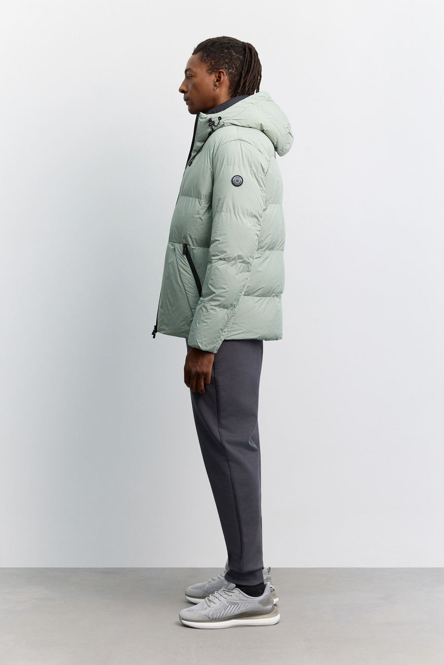 Nile Green Hooded Water-Repellent Windproof Puffer Jacket Resistant to -5°C