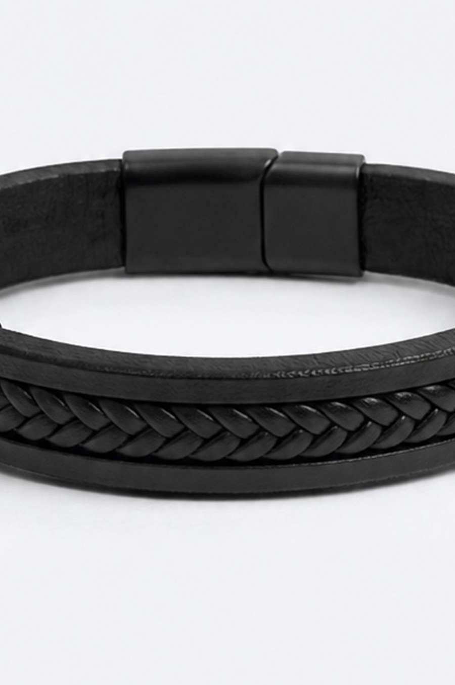 Black 100% Leather Bracelet