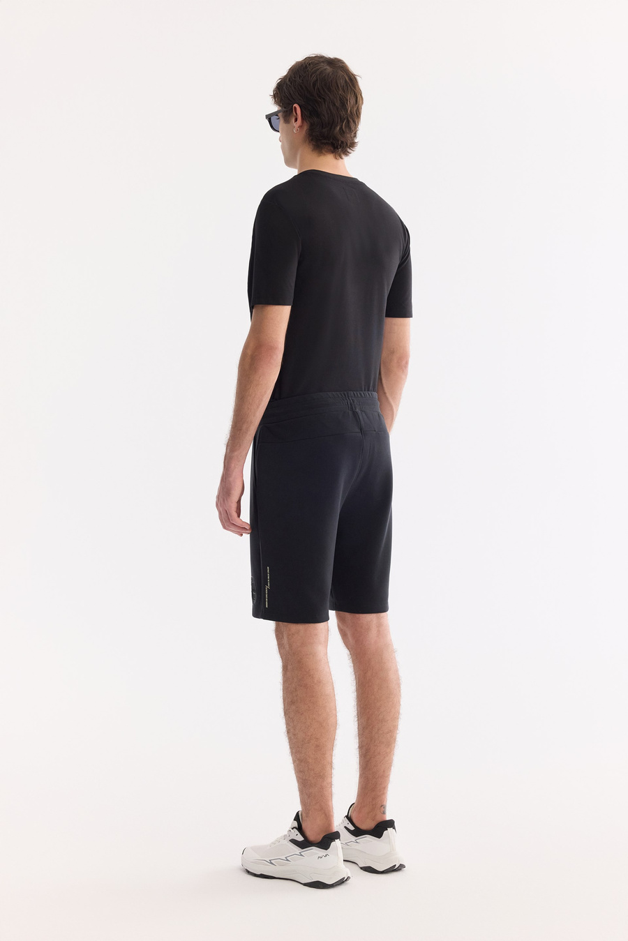 Black Elastic Waist Drawstring Bi-Stretch Soft Touch Shorts
