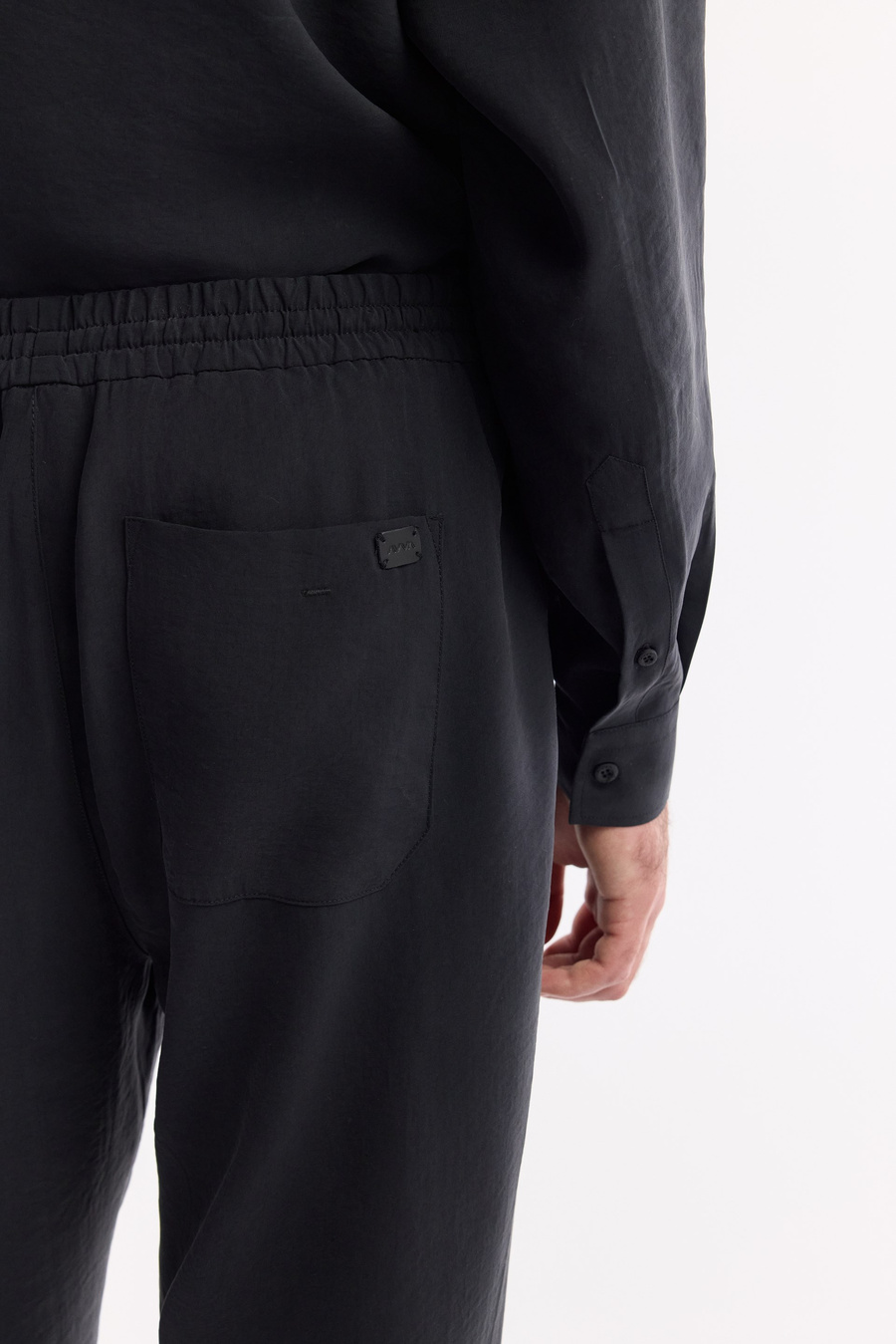 Siyah Beli Lastikli Bağcıklı Soft Touch Pantolon