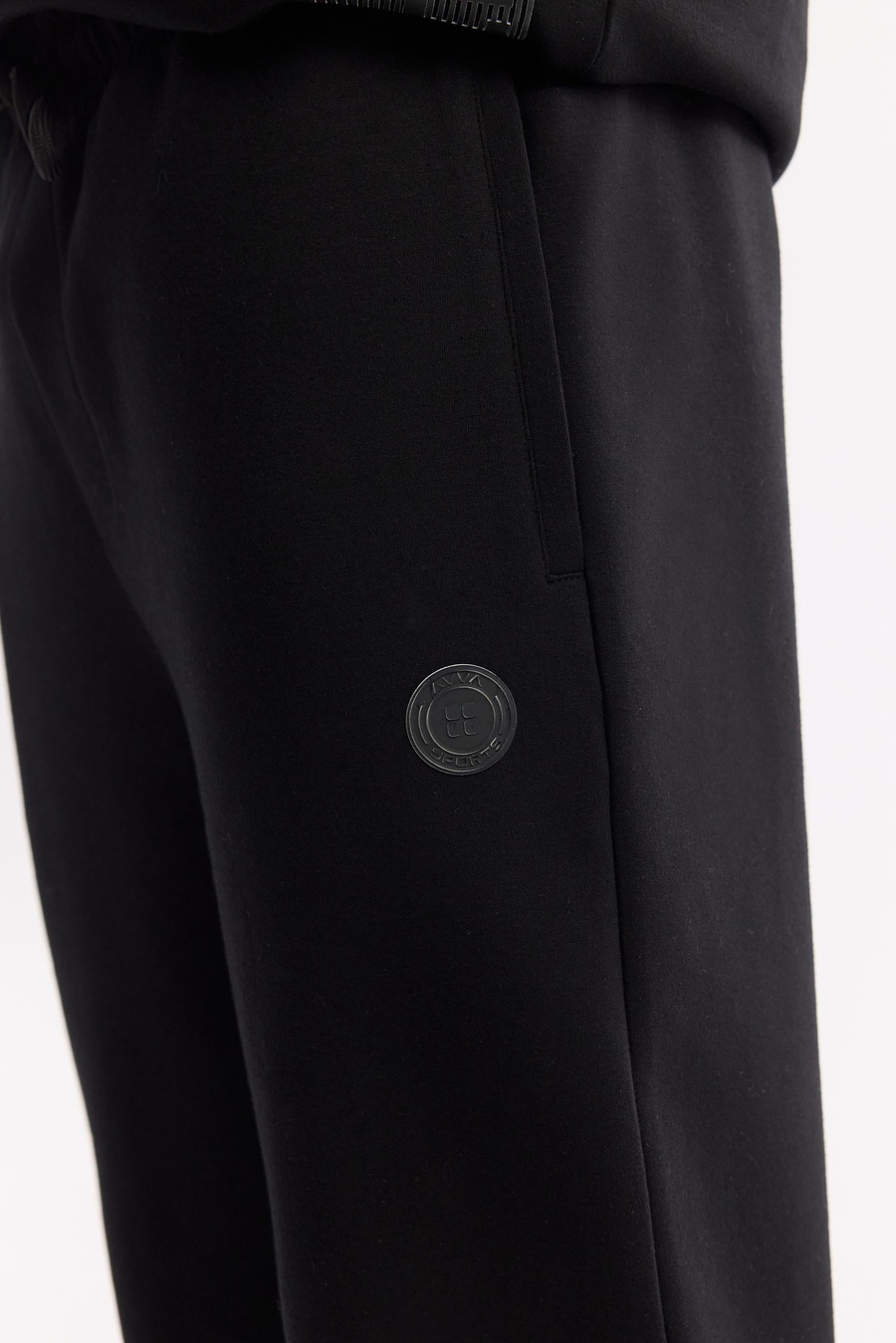 Black Elastic Waist Drawstring Bi-Stretch Sweatpants