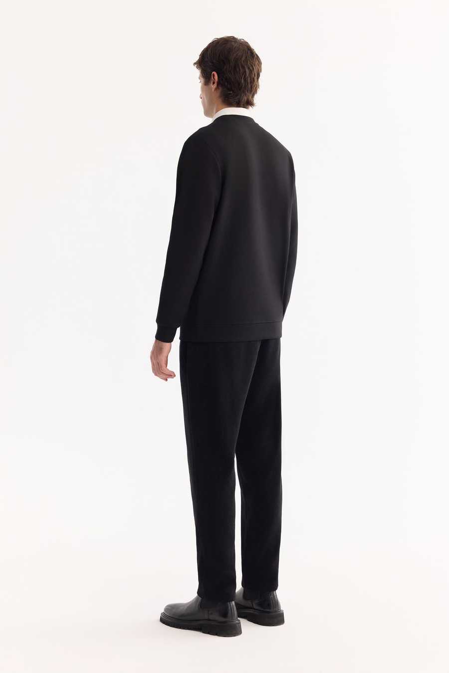 Black Crew Neck Easy-Iron Bi-Stretch Printed Sweatshirt