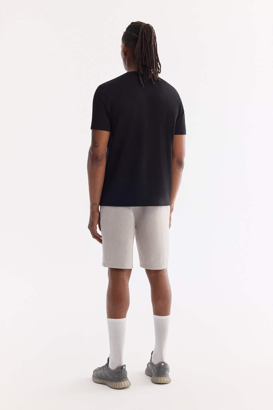 Siyah Bisiklet Yaka Reflektör Baskılı İnterlok T-Shirt