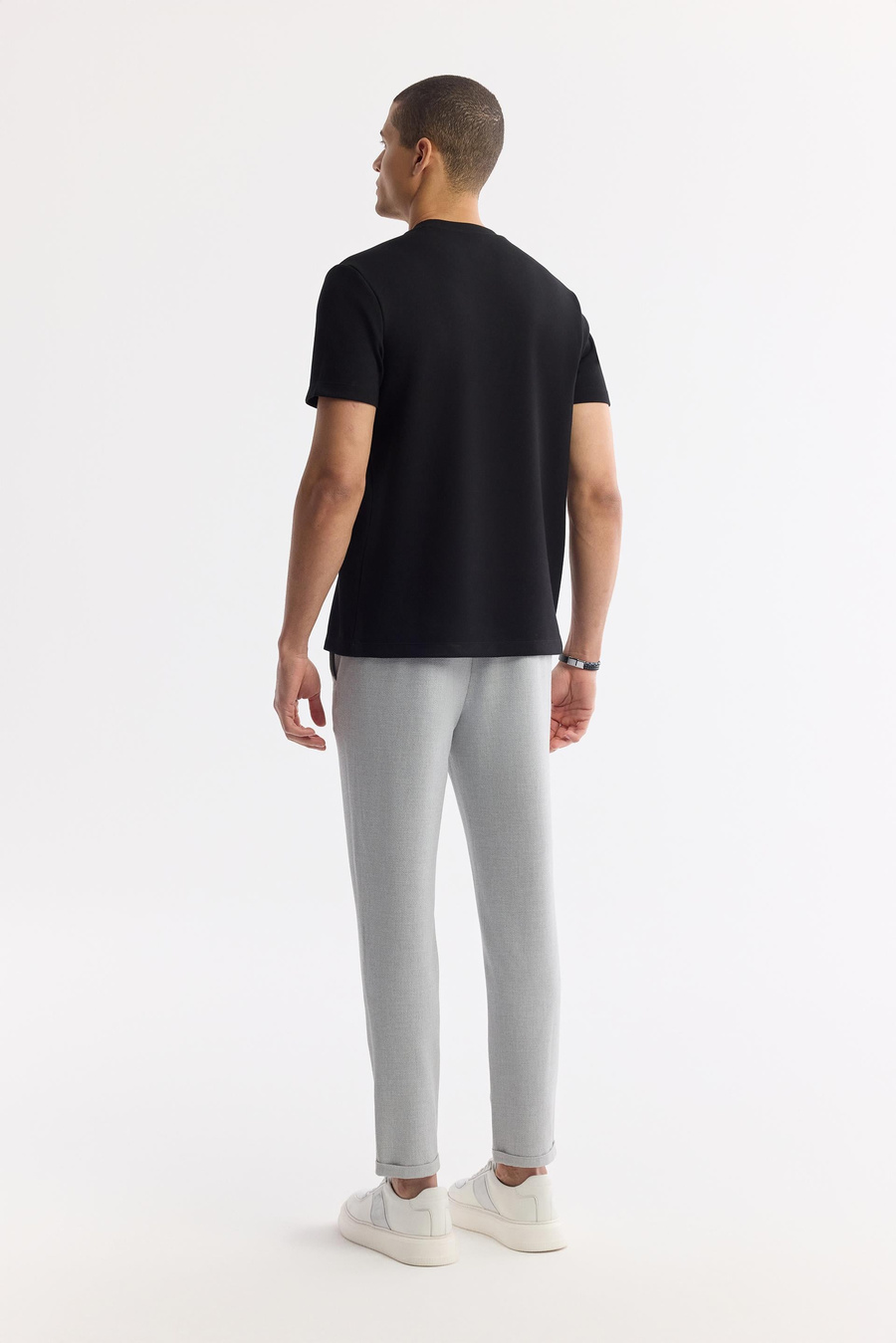 Black Round Neck Bi Stretch T-Shirt