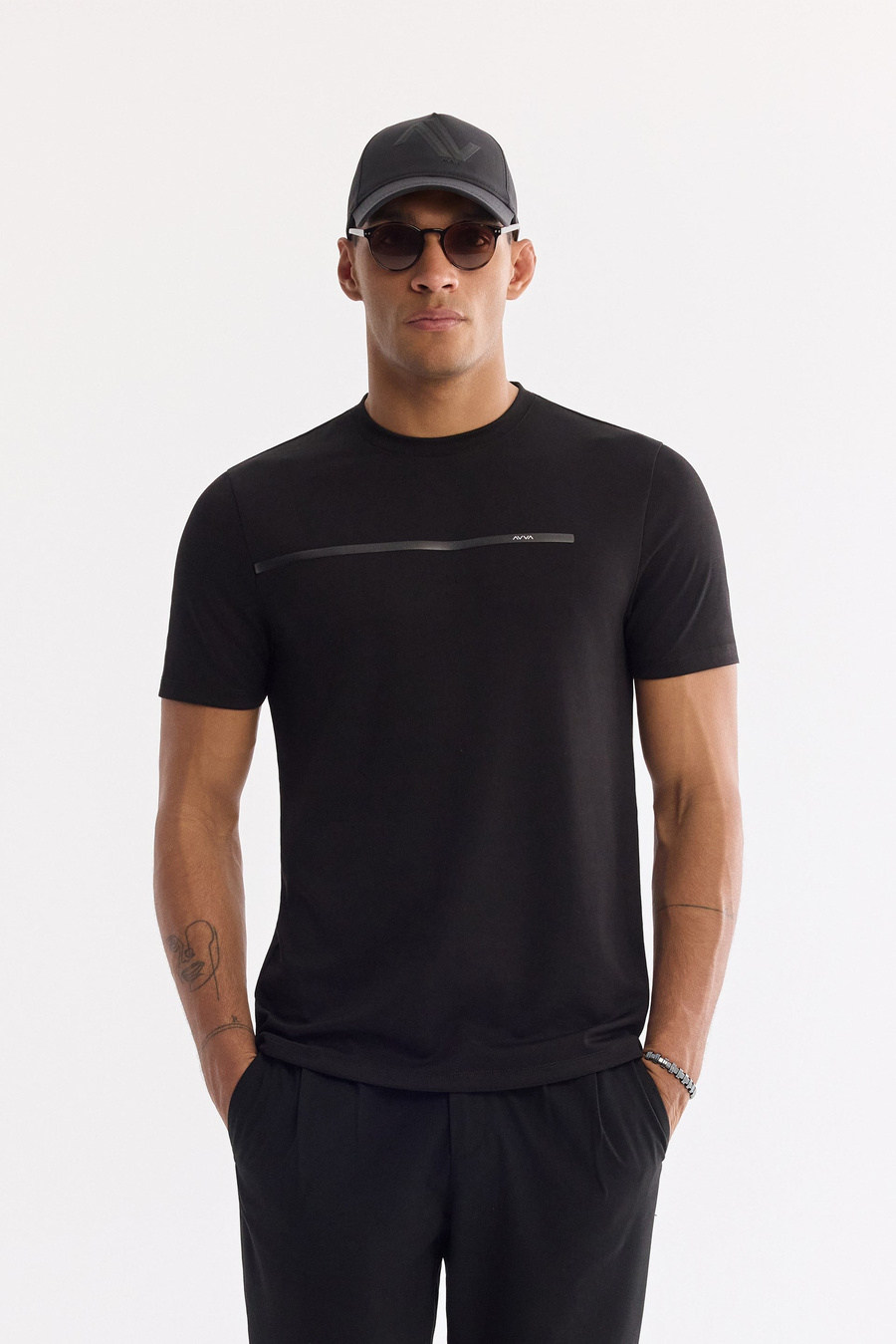 Ekru Bisiklet Yaka Bi-Stretch T-Shirt 