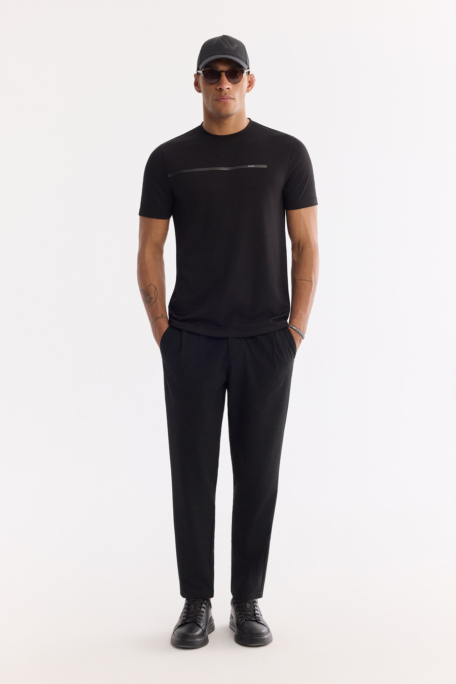 Ekru Bisiklet Yaka Bi-Stretch T-Shirt 