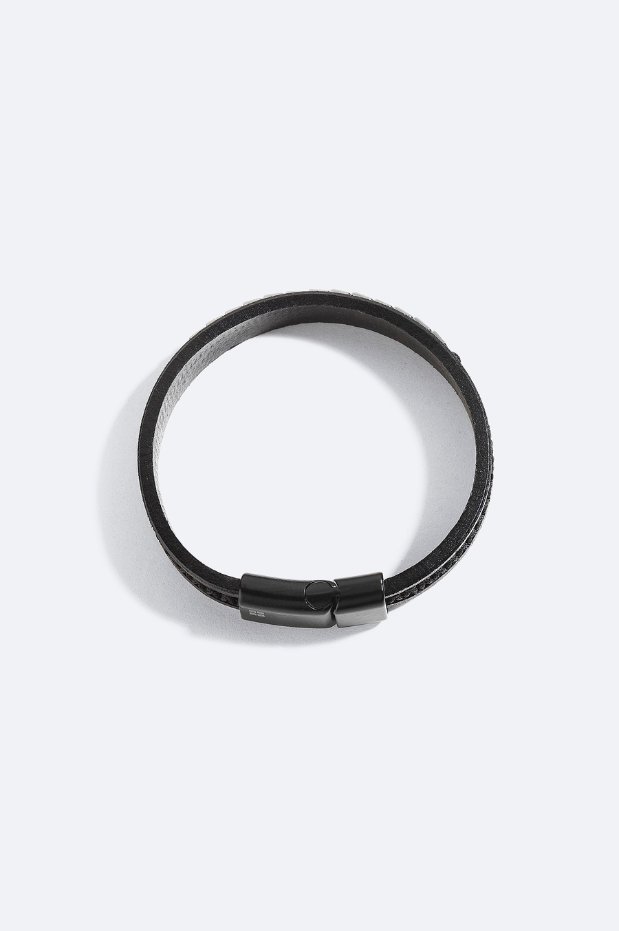 Black Leather Hematite Stone Bracelet