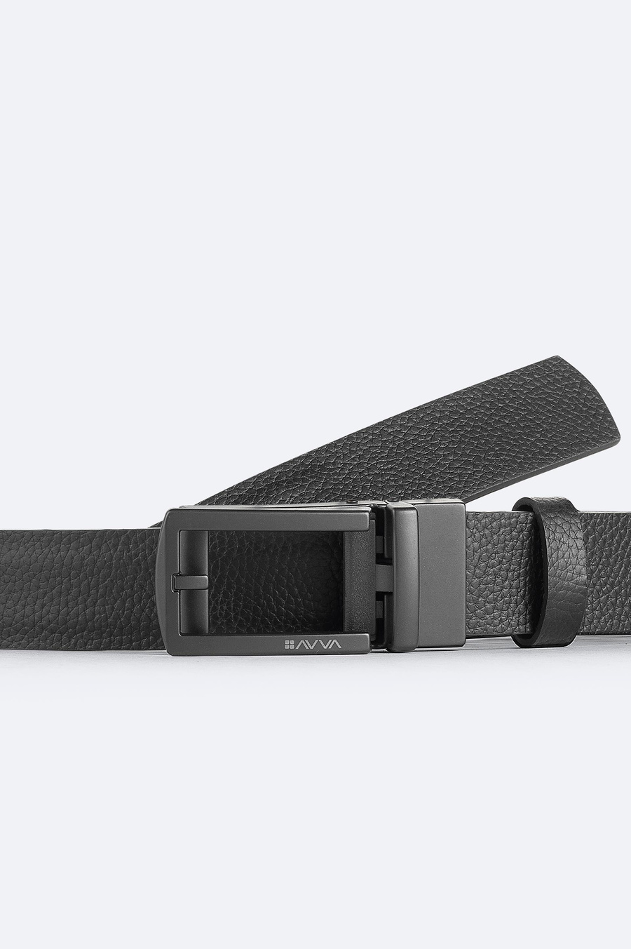 Black 100% Leather Rectangular Buckle Belt