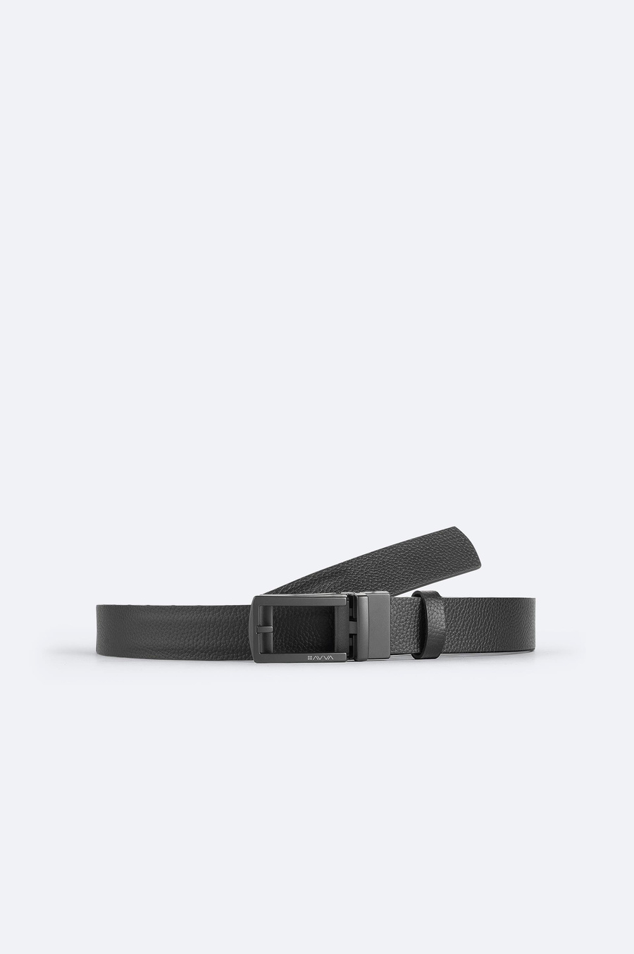 Black 100% Leather Rectangular Buckle Belt