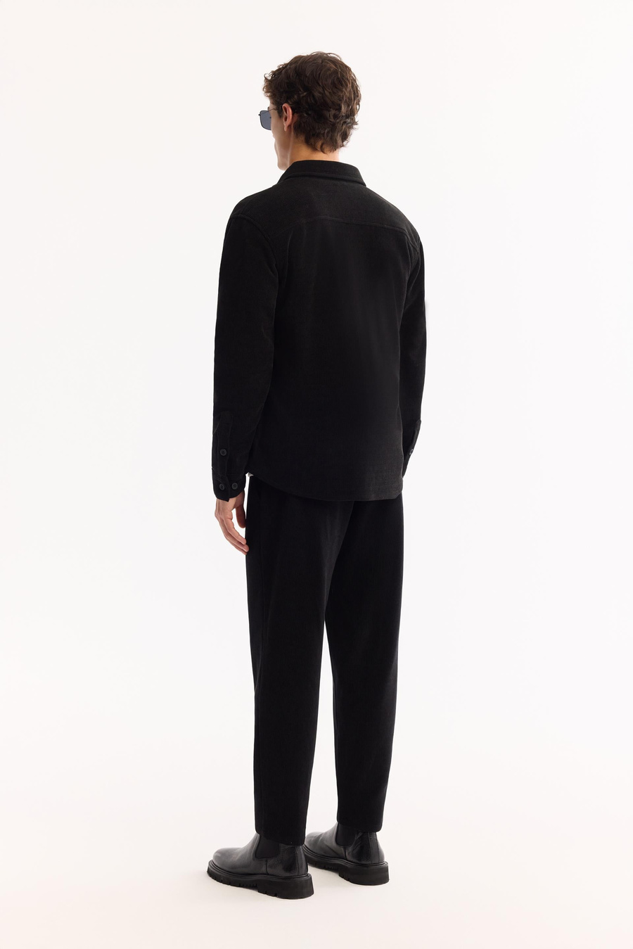 Black Classic Collar Corduroy Shirt Jacket