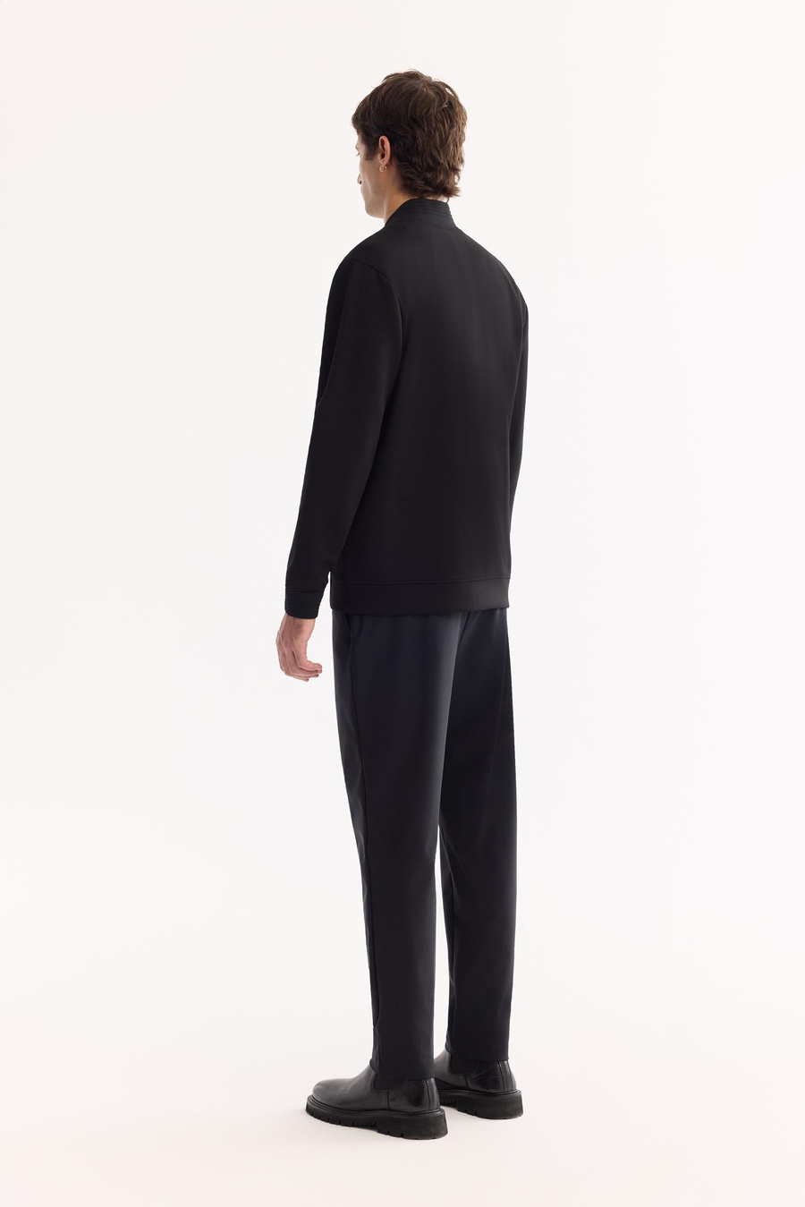 Siyah Bomber Yaka Kolay Ütülenen Bi-Stretch Sweatshirt