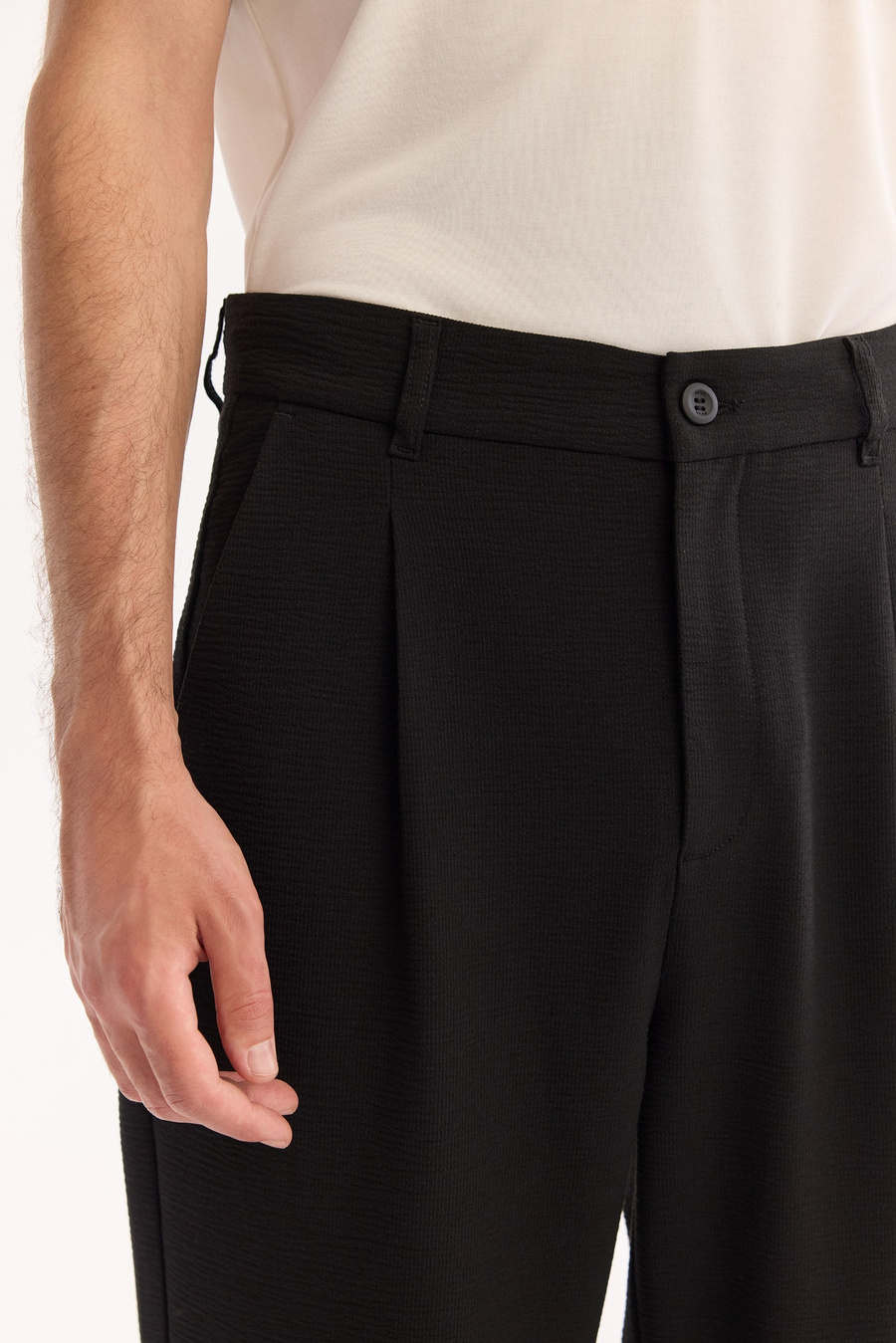 Black Classic Waist Bi-Stretch Easy-Iron Pants