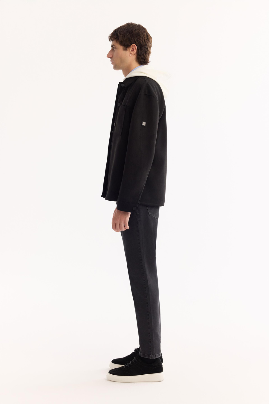 Black Soft Touch Suede Effect Shirt Jacket