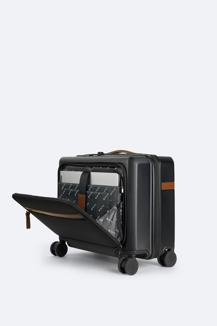 Black Polypropylene Lockable Small Suitcase with Laptop Compartment