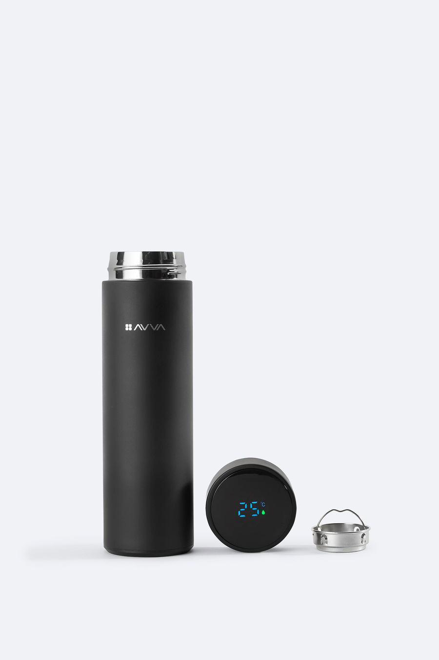 Siyah Isı Göstergeli %100 Çelik Termos 500 ML