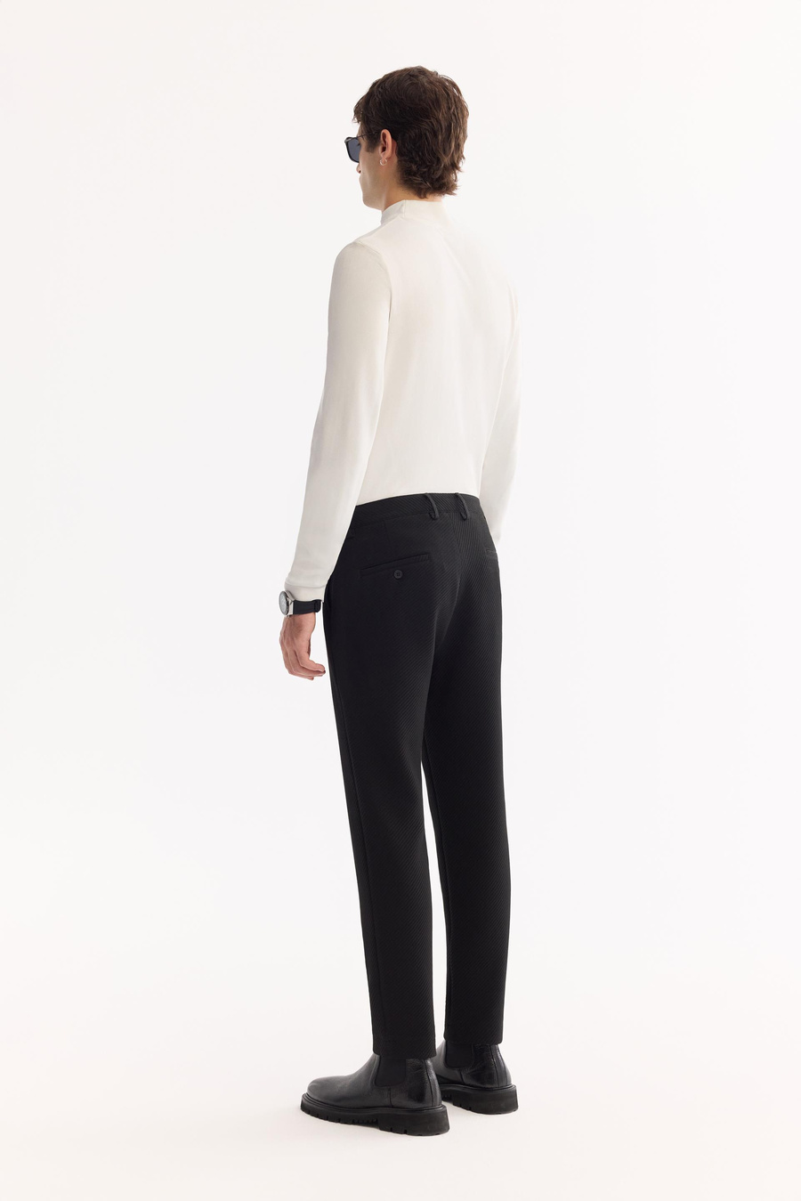 Siyah Yani Lastikli Bi-Stretch Hafif Pantolon