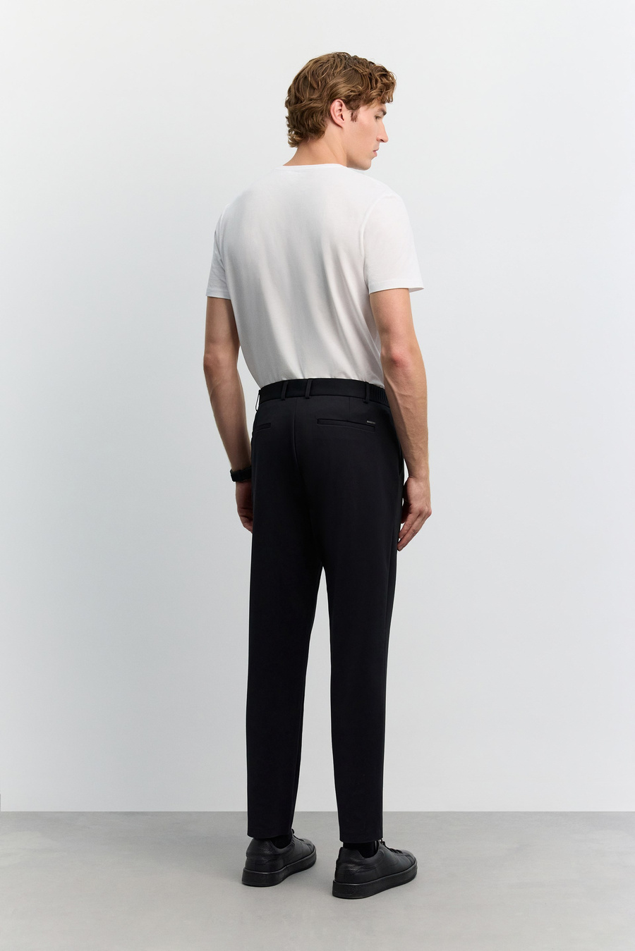 Siyah Yanı Lastik Görünümlü Teknik Slim Fit Pantolon