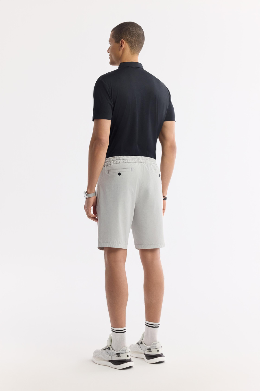 Taş Beli Lastikli Gofreli Bi-Stretch Şort
