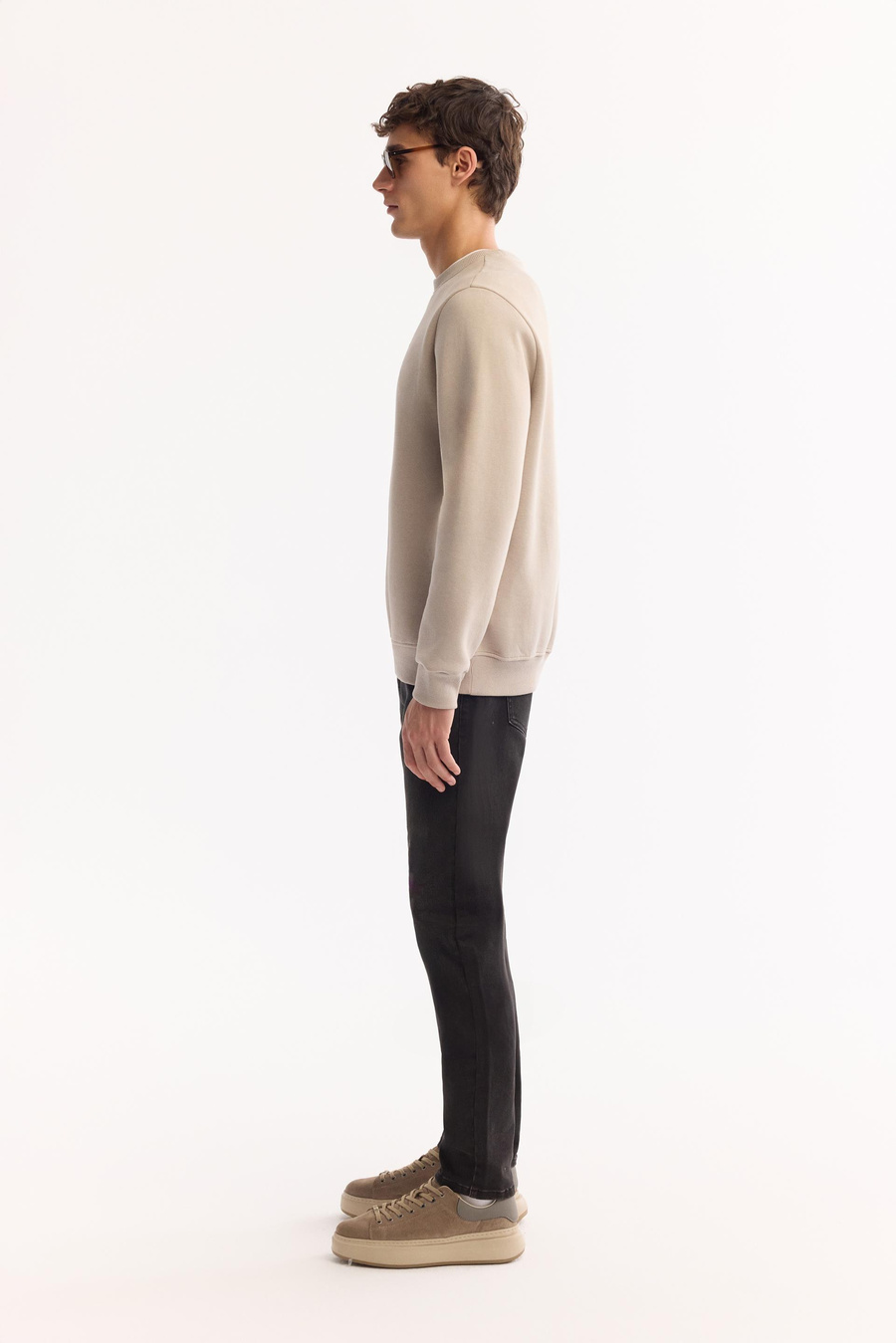Taş Bisiklet Yaka Kolay Ütülenen 3 İplik Şardonlu Baskılı Sweatshirt