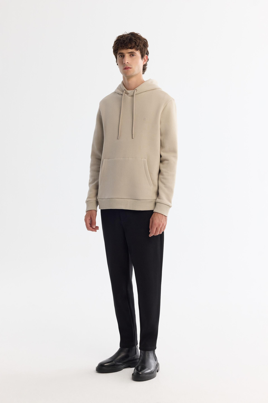 Taş Kapüşonlu 3 İplik Şardonlu Sweatshirt