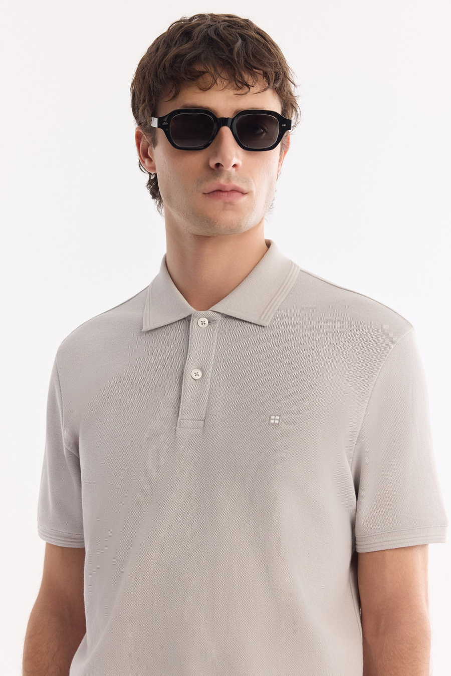 Taş Kıvrılmaz Polo Yaka %100 Pamuk Basic T-Shirt