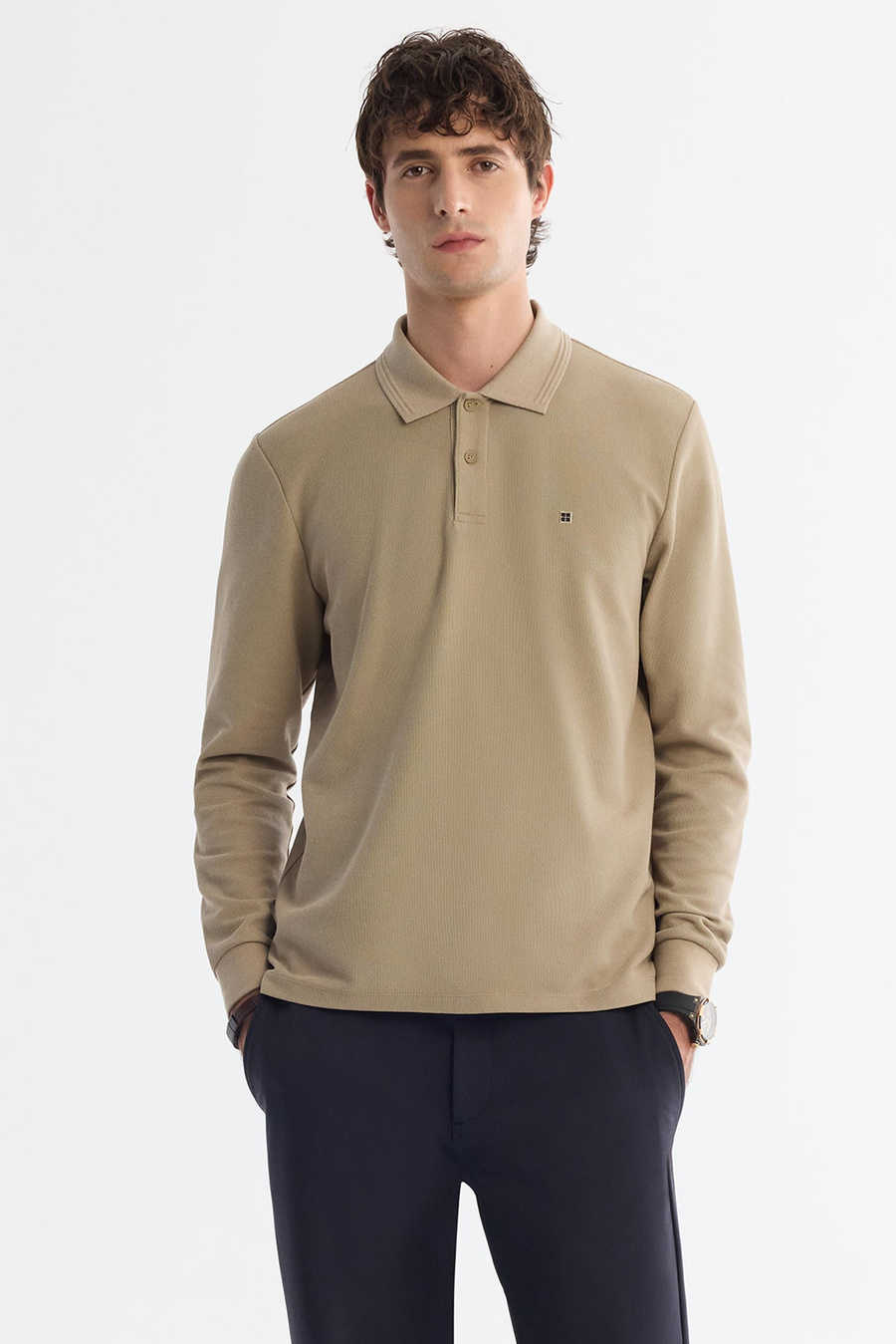Mink Long Sleeve Polo Shirt