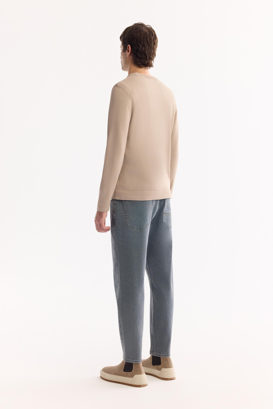 Mink Crew Neck Rayon Blend Pill-Free Knit Sweater
