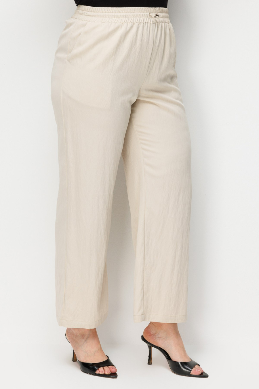Ekol Beli Lastikli Bol Paça Pantolon Kum