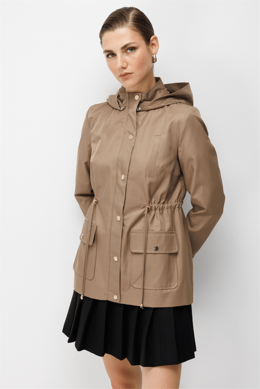 Mi Beli Bağcıklı Trenç Kahve