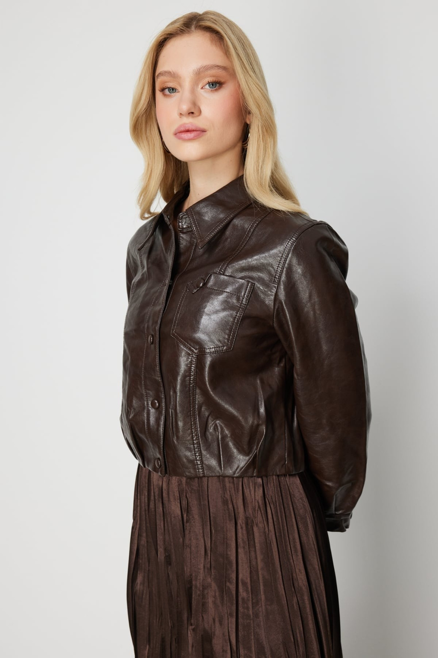 On Çıtçıtlı Deri Crop Mont Taba