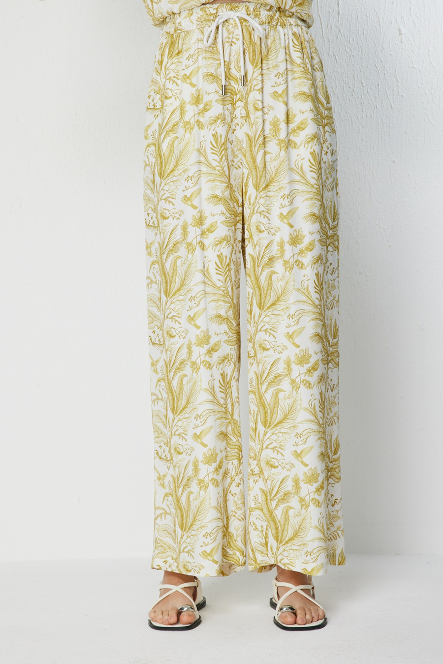 On Desenli Bol Paça Pantolon Olive