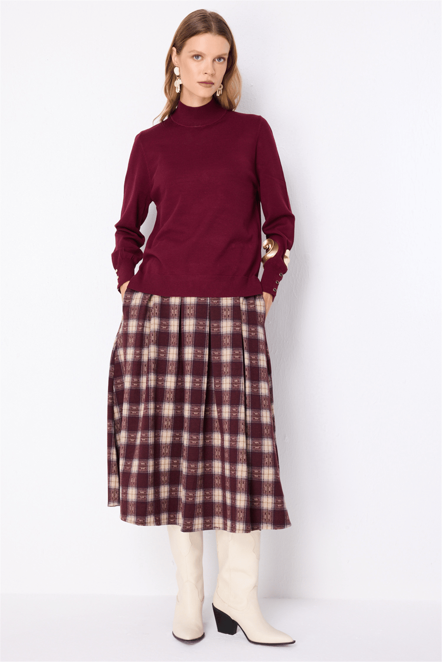On Dik Yaka Basic Triko Kazak Bordo
