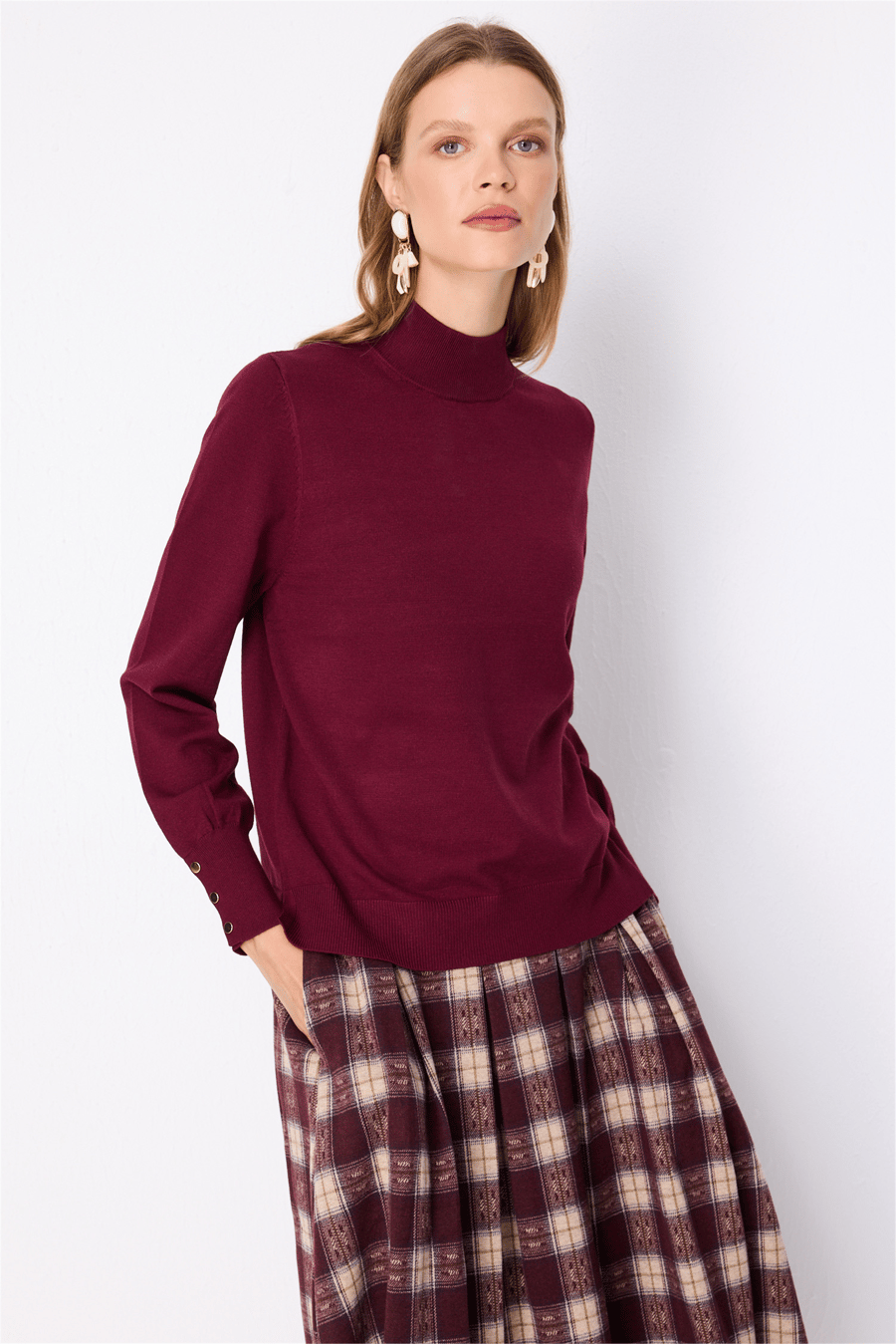 On Dik Yaka Basic Triko Kazak Bordo