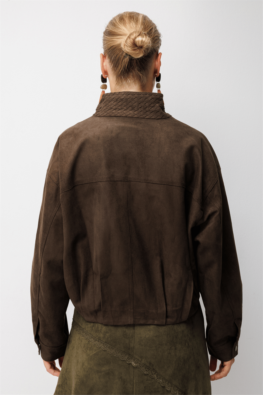 On Dik Yaka Kemerli Süet Mont Haki