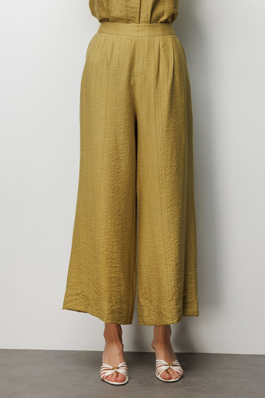 On Pileli Bol Paça Pantolon Olive