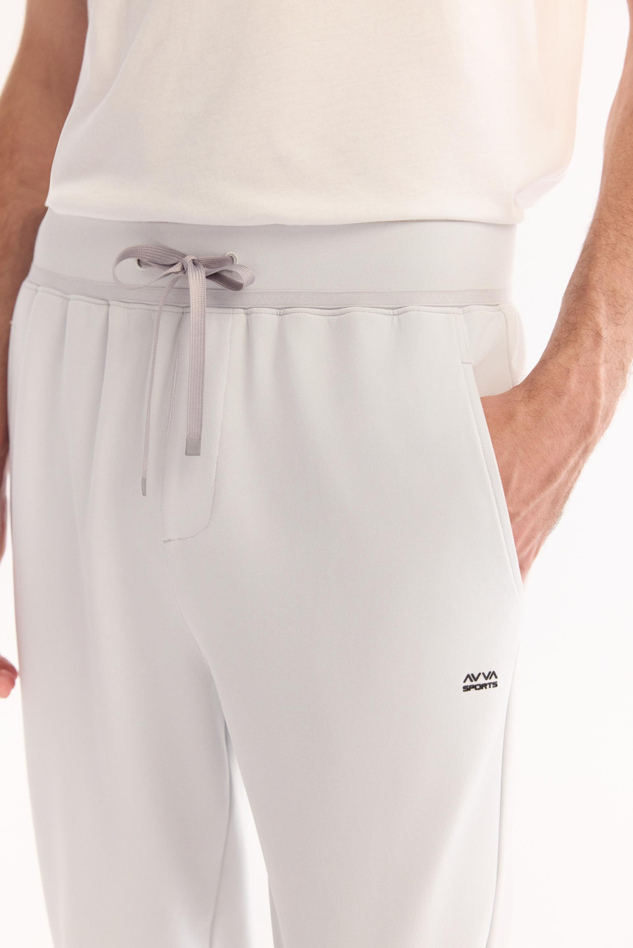 Açık Gri Bel Lastik Yan cepli Enjeksiyon Baskılı Regular fit Jogger