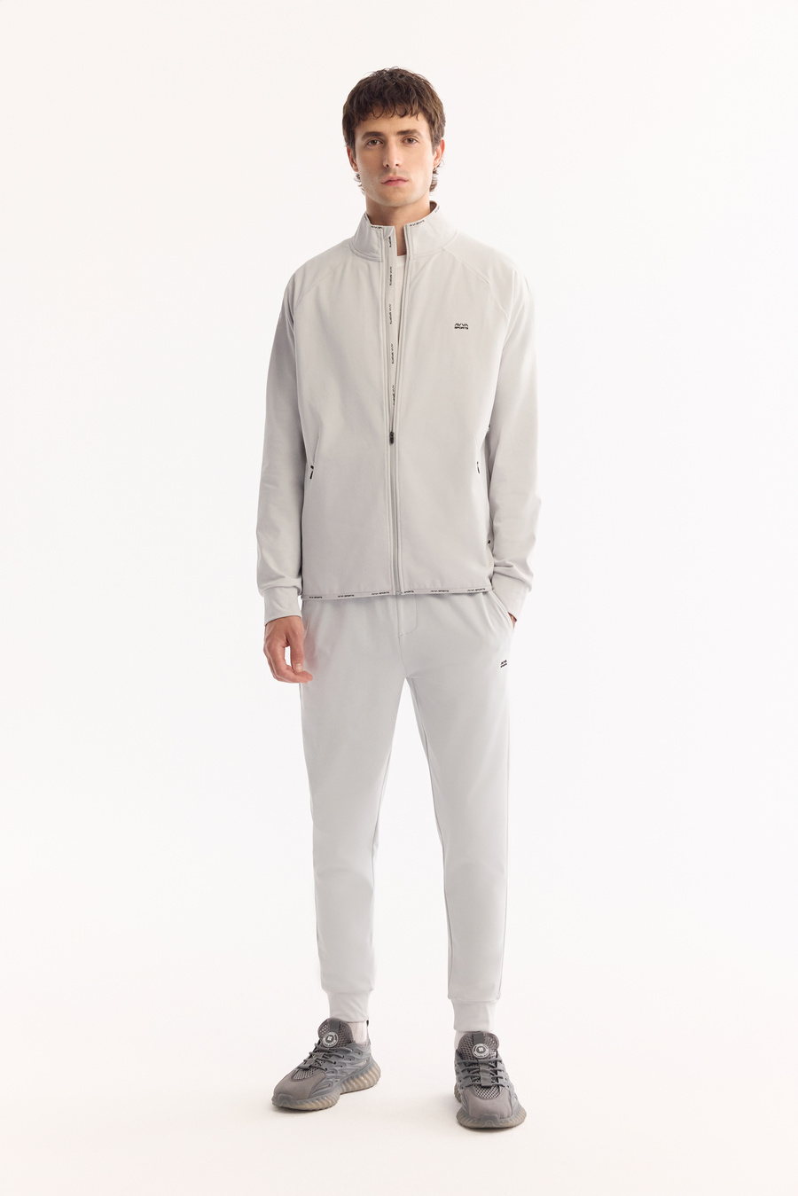 Açık Gri Beli Lastikli Bağcıklı Elastan Eşofman Altı