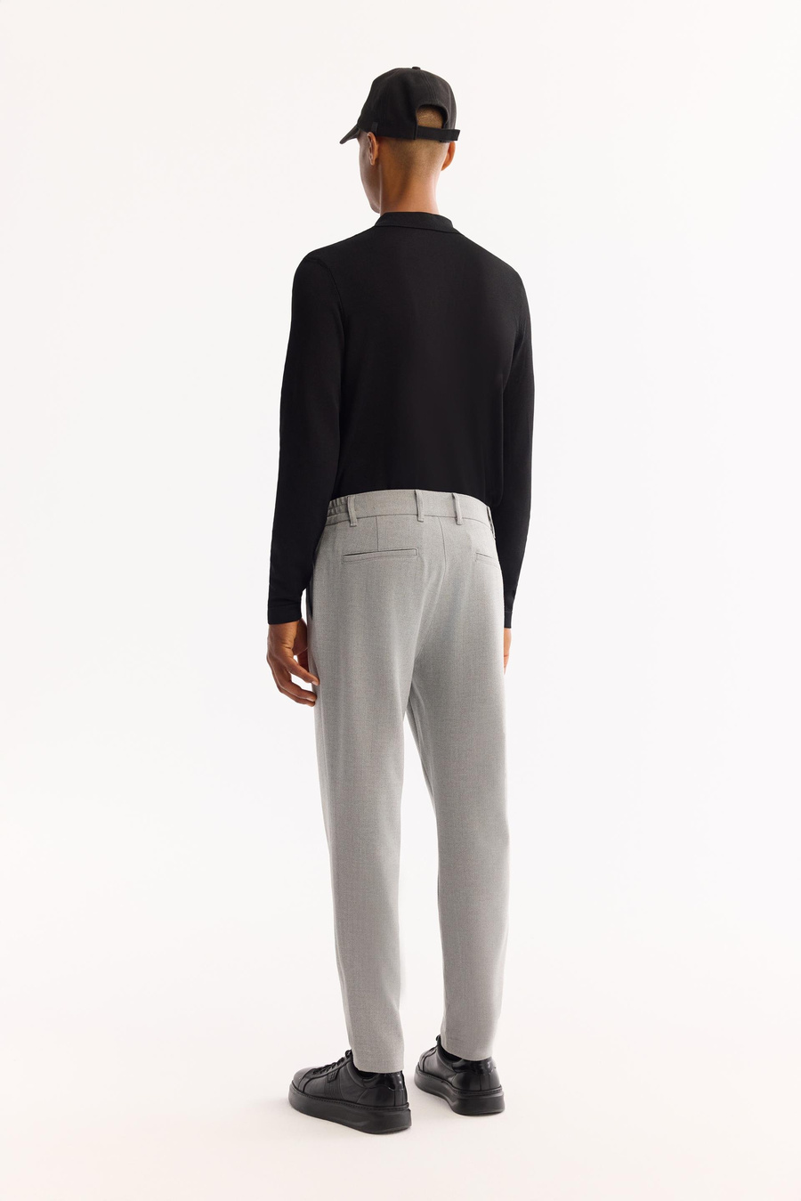 Açık Gri Dokulu Yanı Lastikli Slim Fit Pantolon