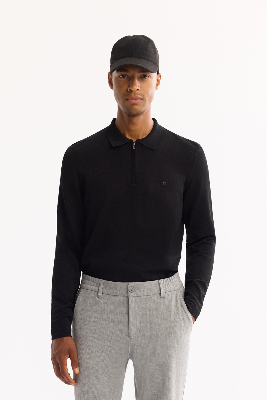 Açık Gri Dokulu Yanı Lastikli Slim Fit Pantolon