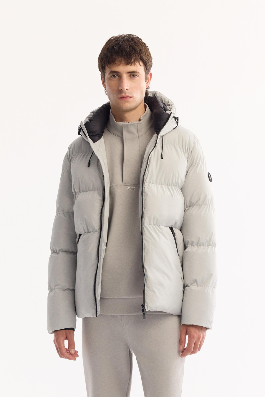 Light Grey Hooded Padded Jacket