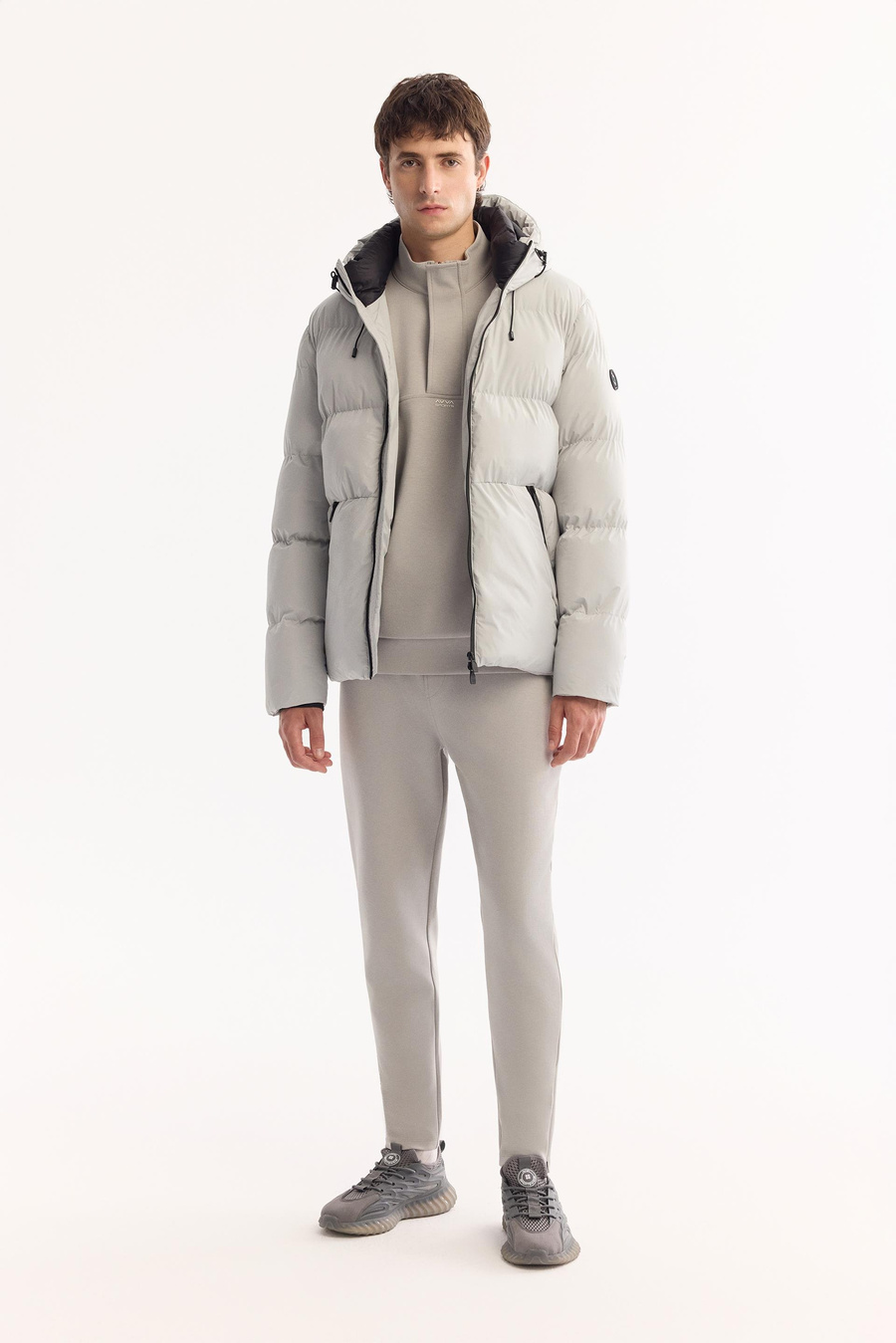 Light Grey Hooded Padded Jacket