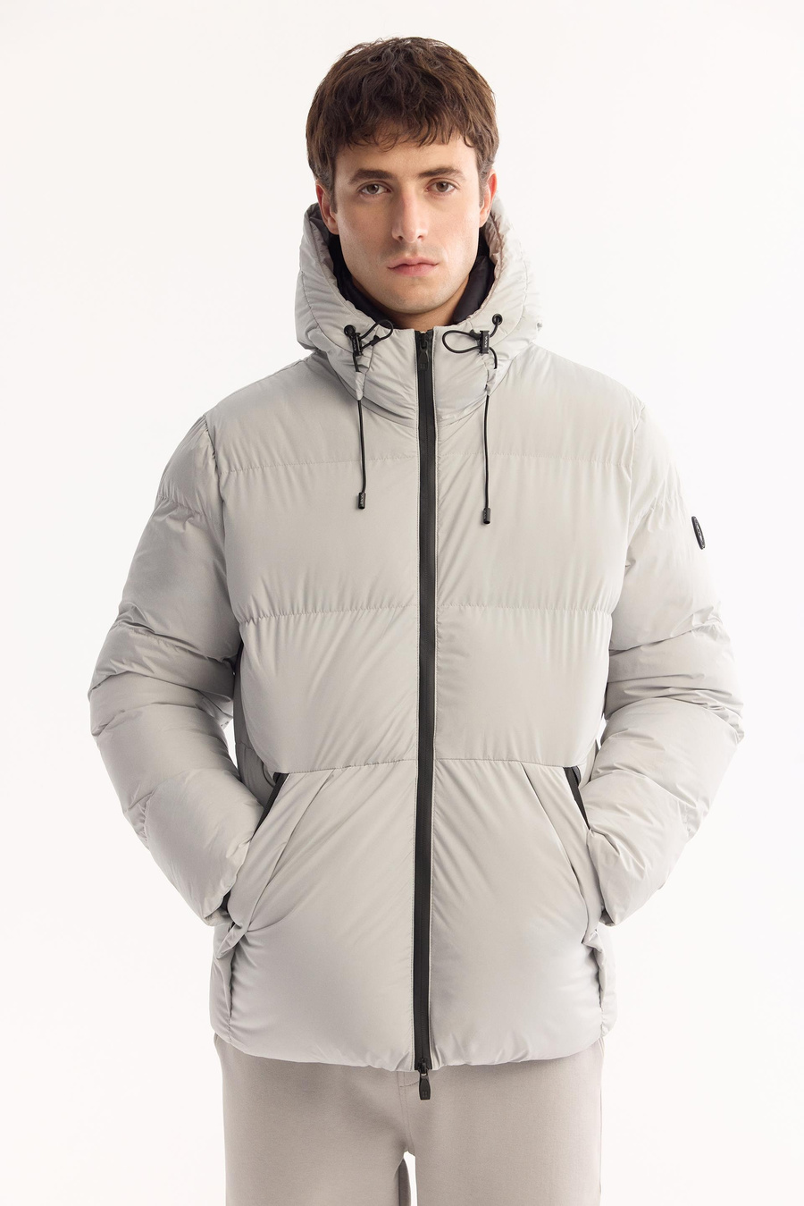 Light Grey Hooded Padded Jacket