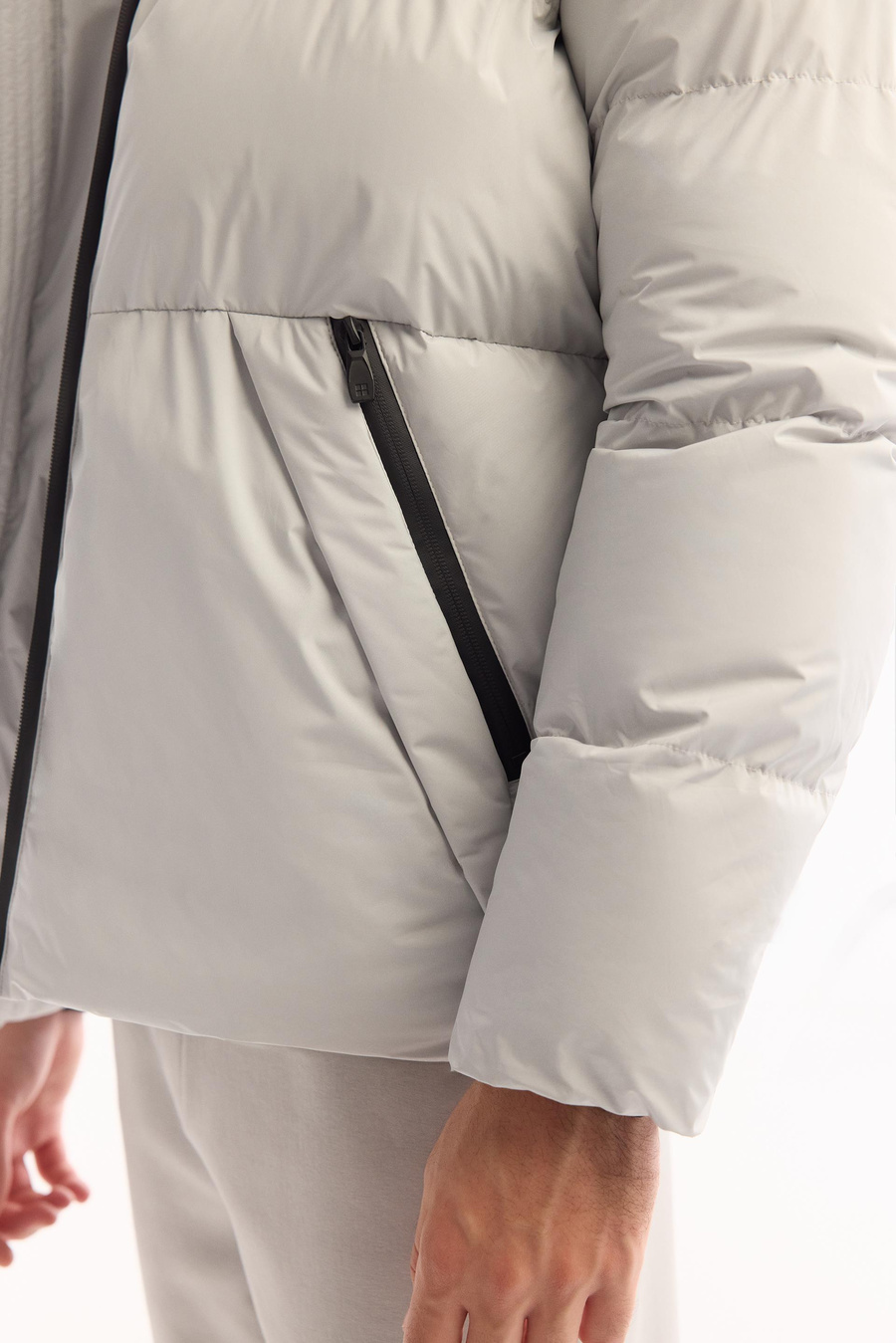 Light Grey Hooded Padded Jacket