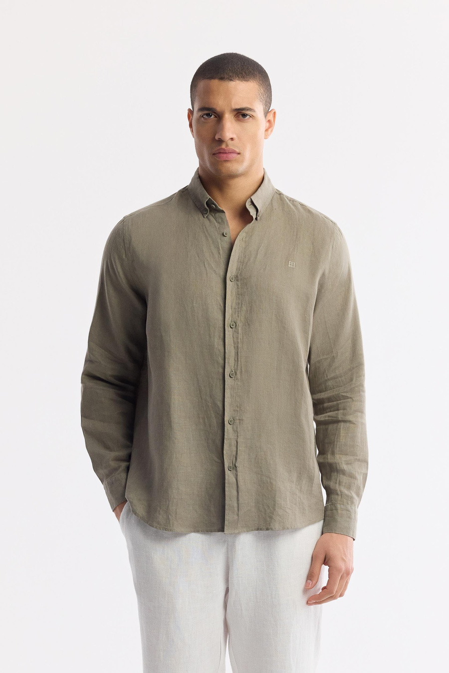 Light Khaki Linen Shirt