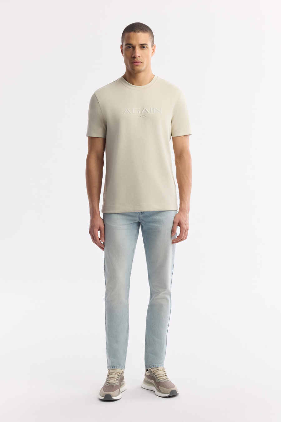 Açık Mavi Eskitme Yıkamalı Slim Fit Denim Pantolon