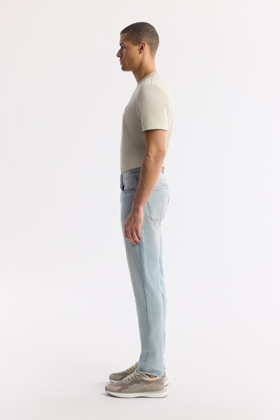 Açık Mavi Eskitme Yıkamalı Slim Fit Denim Pantolon