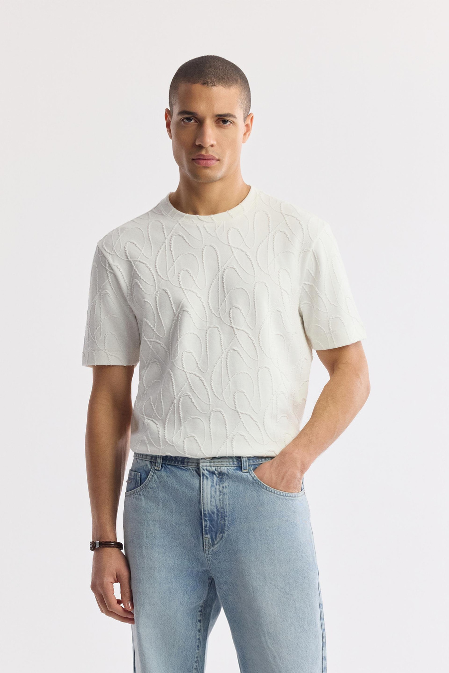 Açık Mavi Taş Yıkamalı Straight Fit Denim Pantolon