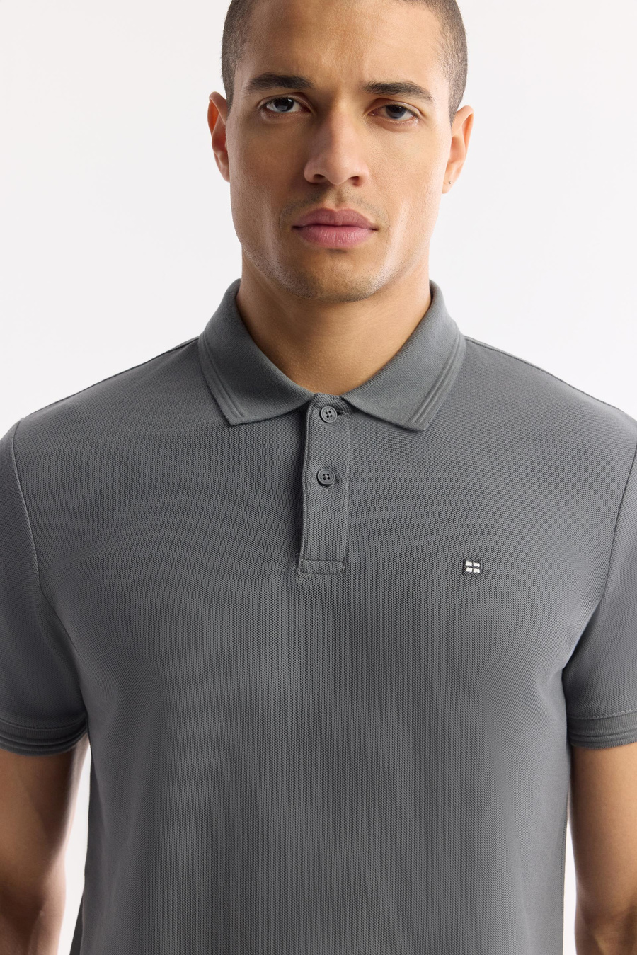 Antrasit %100 Pamuk Hızlı Kuruyan Kıvrılmayan Polo Yaka T-Shirt